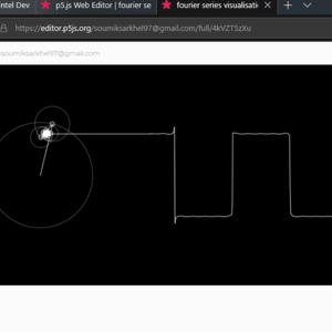 Generation of Square Wave using Odd Harmonics of Sine Wave and it's visualisation- p5.js