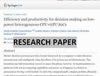 Published Article, Springer: Efficiency and productivity for decision making on low-power heterogeneous CPU+GPU SoCs