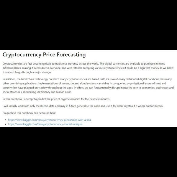 Cryptocurrency Price Forecasting