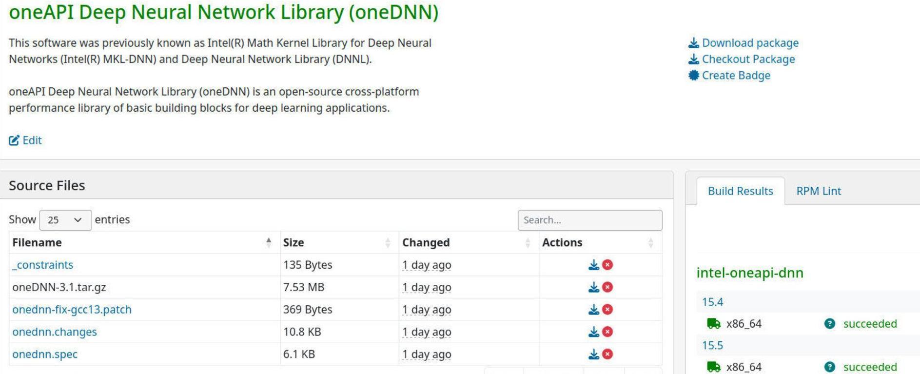 Library of oneAPI-DNN version 3.1 available for openSUSE Linux.